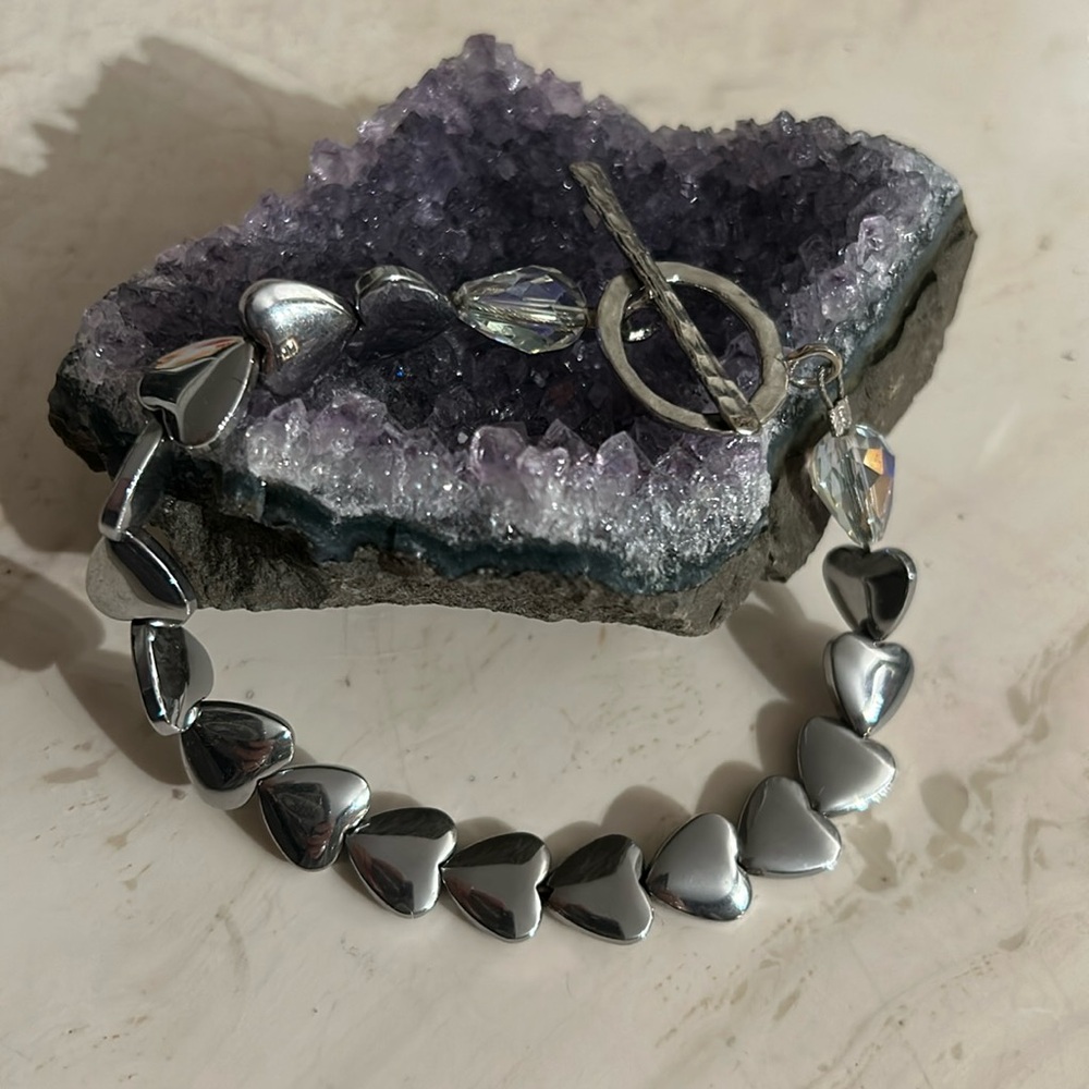 Hematite Bracelet w Silvertone Toggle Closure